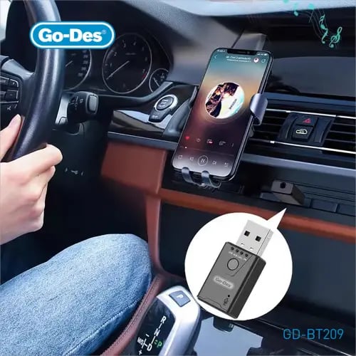 جهاز استقبال صوتي لاسلكي بتقنية بلوتوث V5.4 من Go-Des مع محول AUX لتشغيل الموسيقى والمكالمات والملاحة ونظام الصوت في السيارة