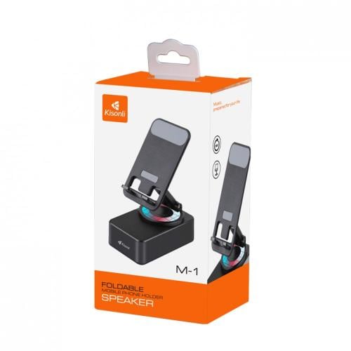 مكبر صوت مع حامل للهاتف Kisonli M1 Plus، بلوتوث، منفذ USB، إضاءة RGB