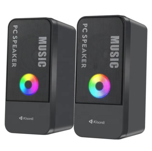 سماعات الكمبيوتر المحمولة ، مكبرات الصوت المحمولة بمنفذ USB للألعاب للهاتف المحمول وأجهزة الكمبيوتر طراز Kisonli X9 RGB