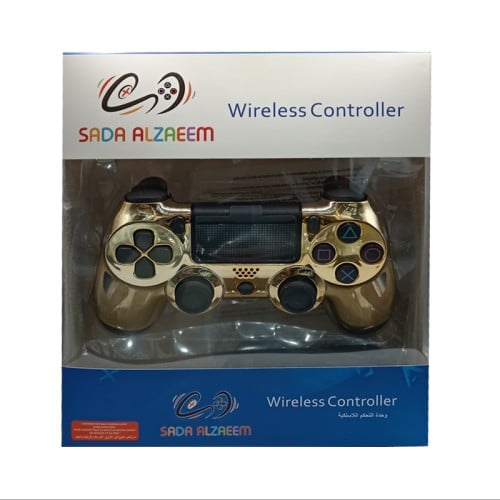 يد تحكم لاسلكي لجهاز الألعاب بلايستيشن 4 ذهبي لامع