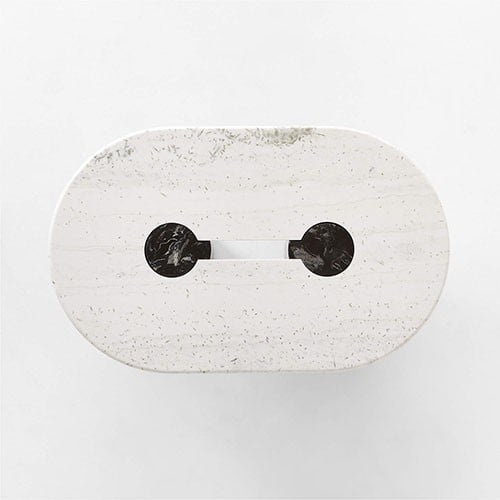 طاولة قهوة رخام بيضاوي مع قاعدة رخام