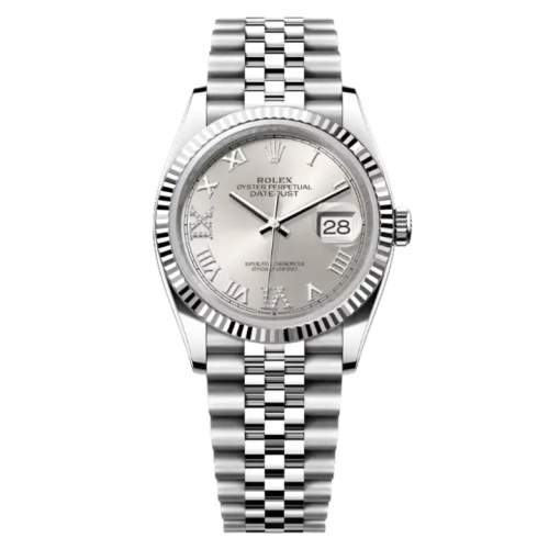 ساعة رولكس ديت جست 36 فضية اللون