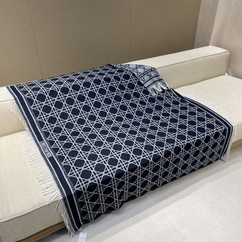 Di0r rattan plaid cape 140*140cm 100% cashmere