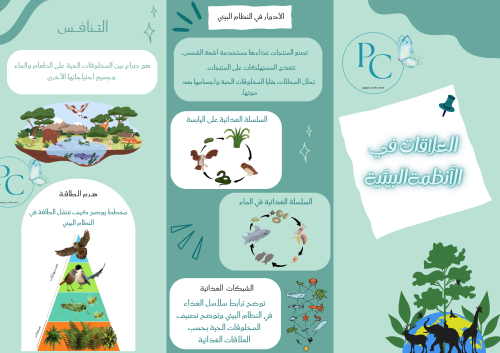 مطوية مادة العلوم درس العلاقات في الأنظمة البيئية...
