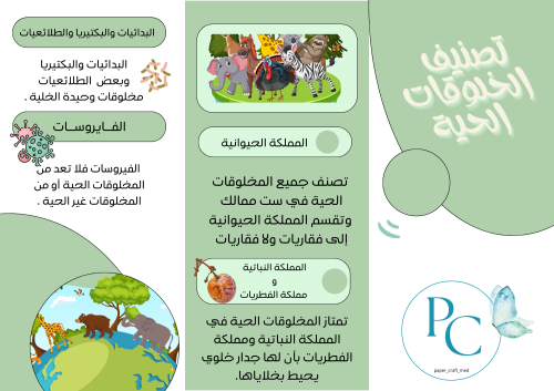 مطوية مادة العلوم الصف الخامس الوحدة الأولى تنوع ا...