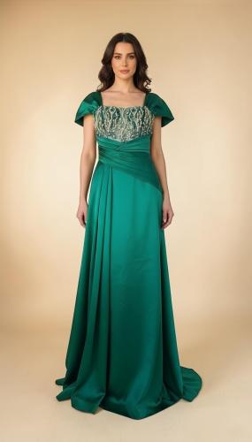 Emerald green evening dress