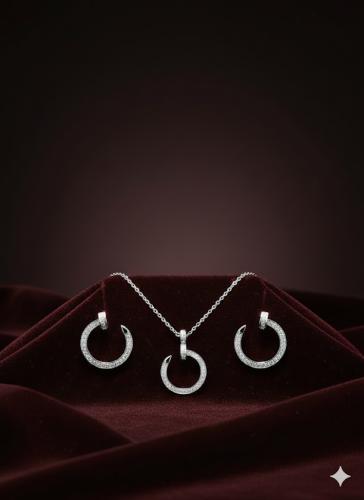 طقم زركون فضي