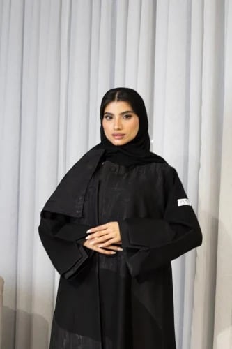 Half abaya with flared design and circular collar