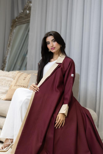 Abaya in deep orange, half flared