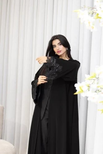 Royal half-umbrella abaya with hand embroidery