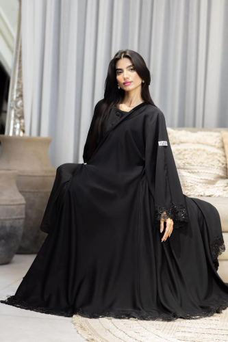 Luxury black half-umbrella abaya