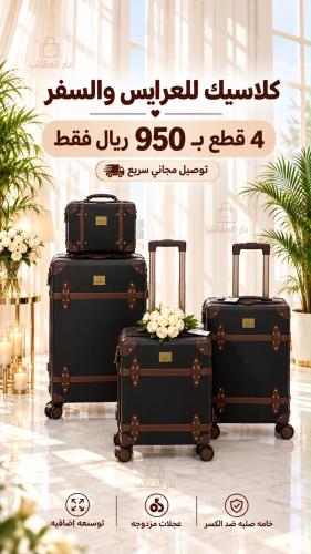 طقم شنط سفر كلاسيك 4 قطع