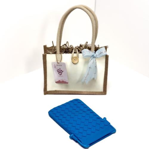 هدية فاخرة حقيبة جوال كروس من الجلد الفاخر أزرق