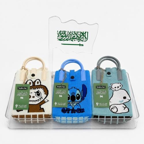 Tray of giveaways from the Clirck, durable fabric bags with rubber handle, 6 pieces with multiple characters for boys, La Bobo, St...