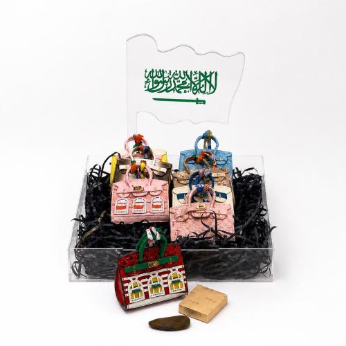 Gift package of Kleeja, gift boxes, set (D), charming bags made of luxurious leather in various colors and shapes, 9 pieces, with...