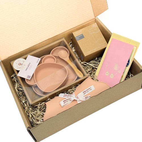 بكج هدية مولودة مغلفة طقم أواني سليكون فاخر 5 قطع...