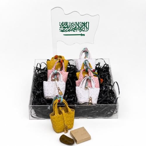 Gift package of Kleeja, gift boxes, set (D), charming bags made of luxurious leather in various colors and shapes, 9 pieces, with...