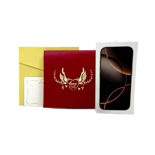 كرت و ظرف اهداء قلب الحب 3D مقاس 18*13 cm ((لطباعة...