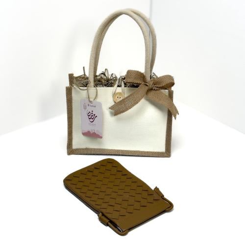 هدية فاخرة حقيبة جوال كروس من الجلد الفاخر كاكي بد...