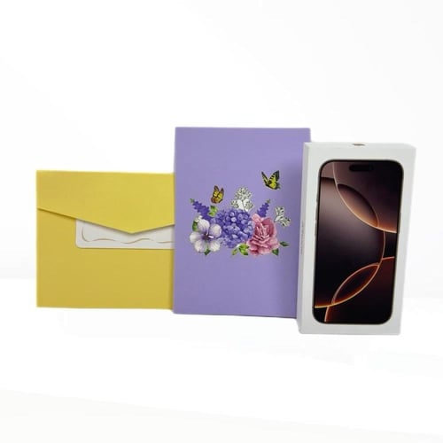 كرت و ظرف اهداء سلة ورد 3D مقاس 13*17 cm ((لطباعة...