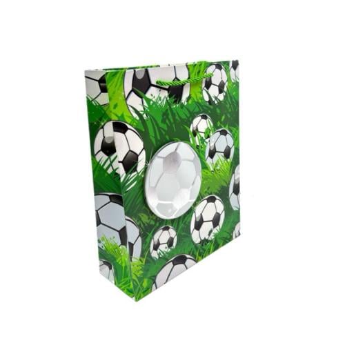 كيس كرتون هدايا فاخرة كورة القدم 3D أخضر