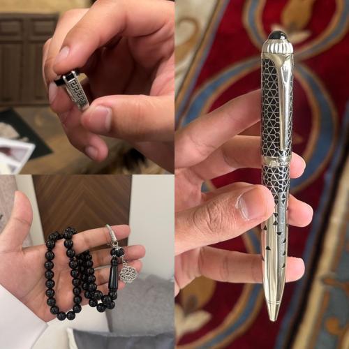 بكج التميز خاتم ملكي نقشه فيرزاتشي اسود + سبحه + ق...