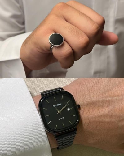 بكج التميز خاتم فضه عيار 925 + ساعه كاسيو