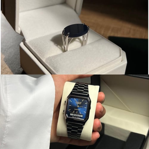 بكج التميز خاتم فضه عيار 925 + ساعه كاسيو