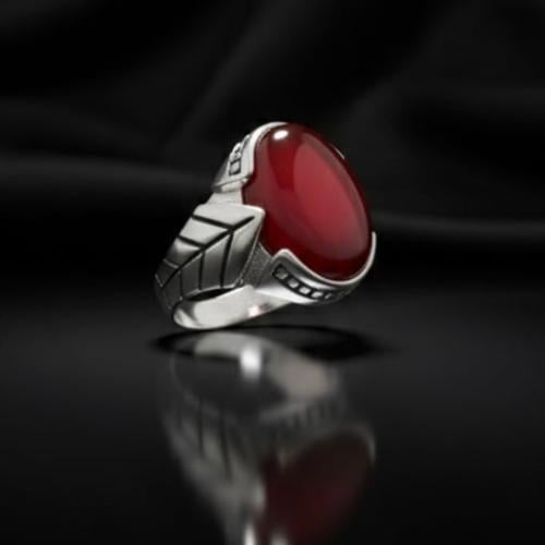 خاتم فضه - عقيق كبدي