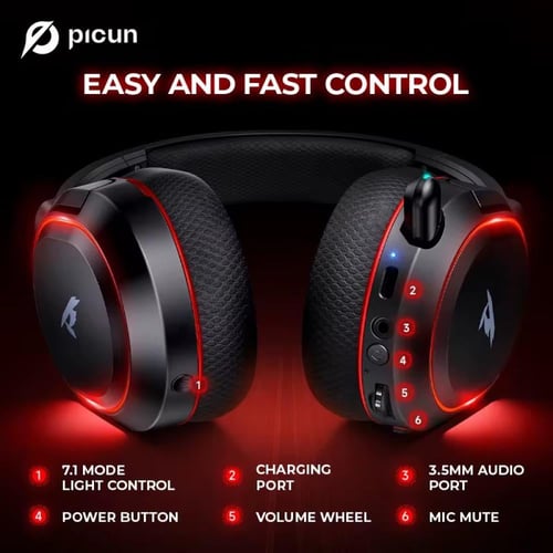 سماعه -Picun G2 E-sports Wireless - Wired Gaming H...