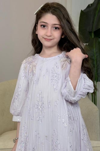 فستان بناتي بفصوص بالكتف 55403