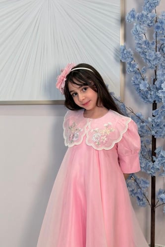 فستان بناتي شيفون وورد في الصدر 55378