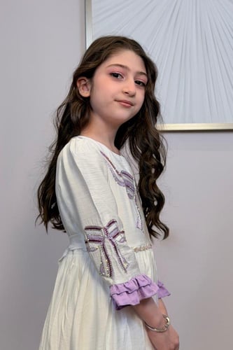 فستان بناتي بفيونكة في الصدر 55368