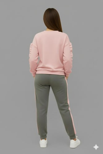 ترنج نسائي بطباعة أزهار وردية علي الصدر D1002