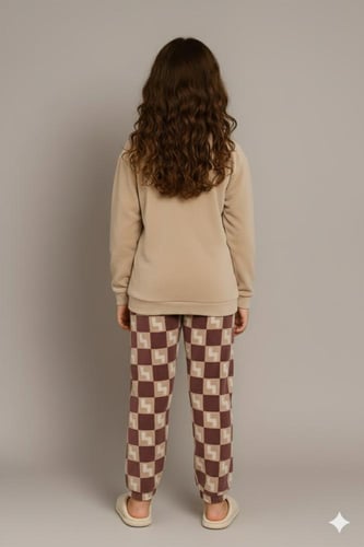 ترنج بناتي بيجامة شتوية قطعتين برسمة 3 قطط 10010