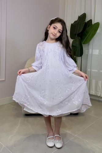 فستان بناتي بفصوص بالكتف 55403