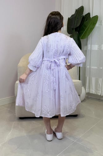 فستان بناتي بفصوص بالكتف 55403