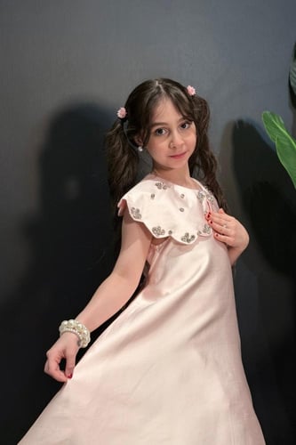 فستان بناتي بفصوص بالصدر 55387