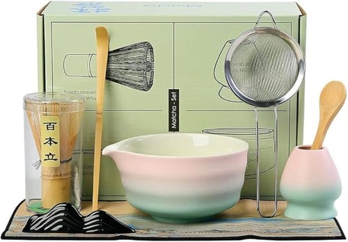 طقم تحضير ماتشا سيراميك متكامل بتصميم انيق ٨ قطع