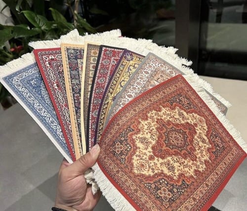 كوستر السجاد التراثي ازرق فاتح للاكواب - صغير