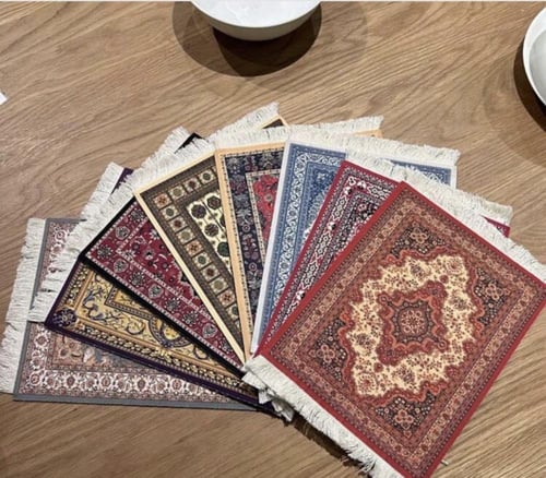 كوستر السجاد التراثي ازرق فاتح للاكواب - صغير