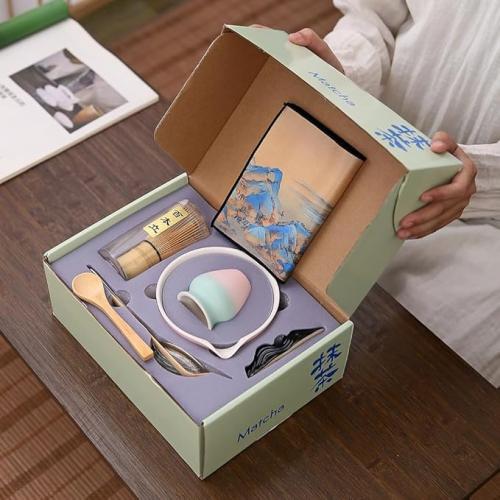 طقم تحضير ماتشا سيراميك متكامل بتصميم انيق ٨ قطع