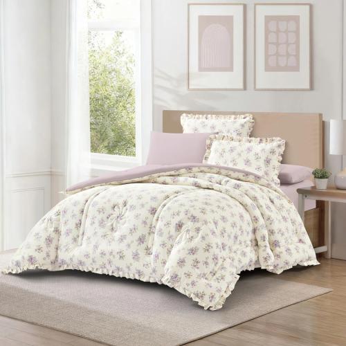 مفرش دونا نفرين مشجر وجهين ناعم 6 قطع