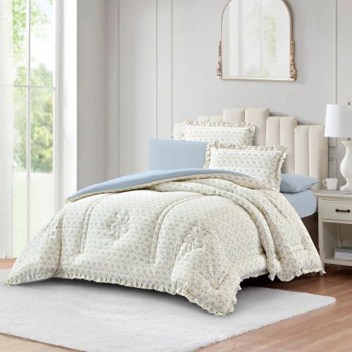 مفرش دونا مفرد ونص مشجر وجهين ناعم 4 قطع