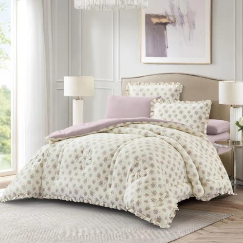 مفرش دونا نفرين مشجر وجهين ناعم 6 قطع