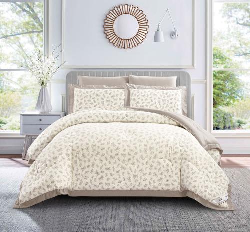 مفرش دونا مفرد ونص مشجر وجهين ناعم 4 قطع