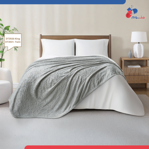 بطانية دونتيلا مزخرف من الصوف - لون رمادي