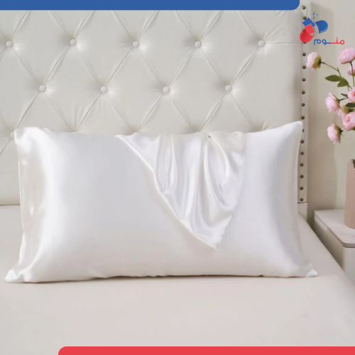 طقم غطاء وسادة حرير - لون ابيض
