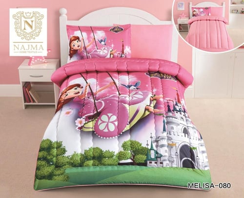 بكج مفرش أطفال 4 قطع ميكروفايبر + لباد 14 سم + مخد...