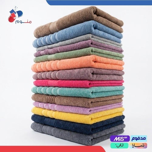 3 مناشف ألوان قطنية – مقاس 70 × 140 سم – وزن 500 ج...